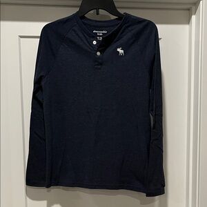abercrombie kids Navy Long-Sleeve Henley with Embroidered Logo